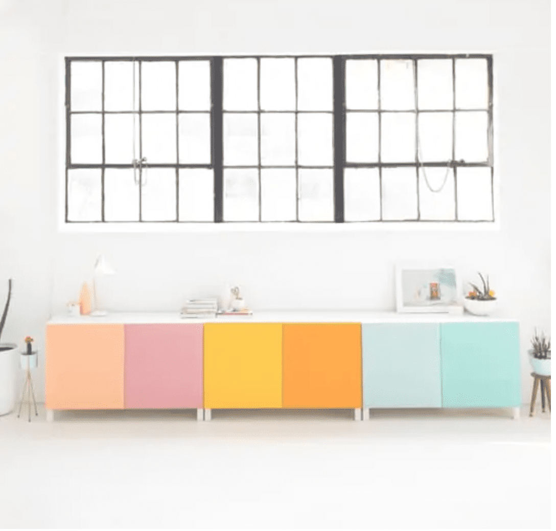 meuble de rangement color block